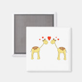 Twee Giraffes met hart onder ogen. Cartoon. Magneet (Voorkant / Achterkant)