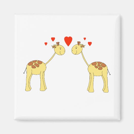 Twee Giraffes met hart onder ogen. Cartoon. Magneet (Voorkant)
