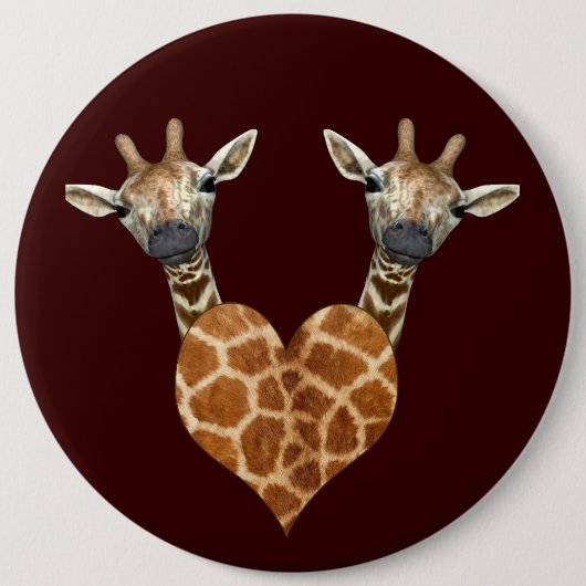 Twee Giraffes Ronde Button 6,0 Cm (Voorkant)