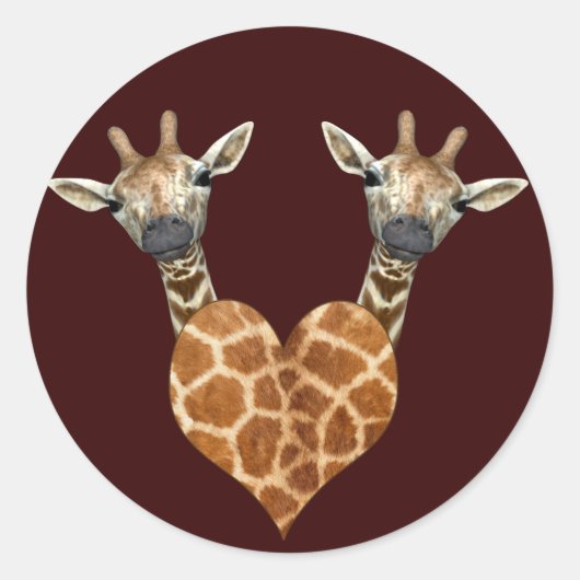 Twee Giraffes Ronde Sticker (Voorkant)