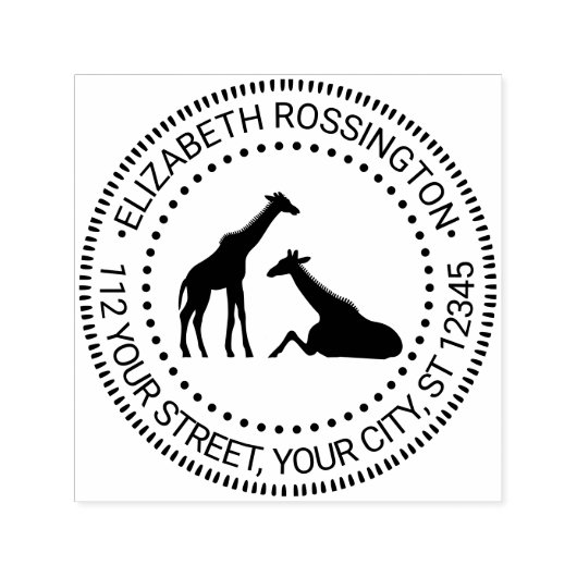 Twee Giraffes Silhouette #1N Naam Retouradres Zelfinktende Stempel (Design)