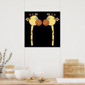 Twee Giraffes sluiten. Cartoon Poster (Keuken)