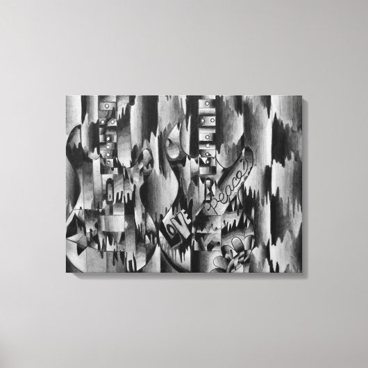 Twee gitaren getekend in potlood canvas afdruk (Voorkant)