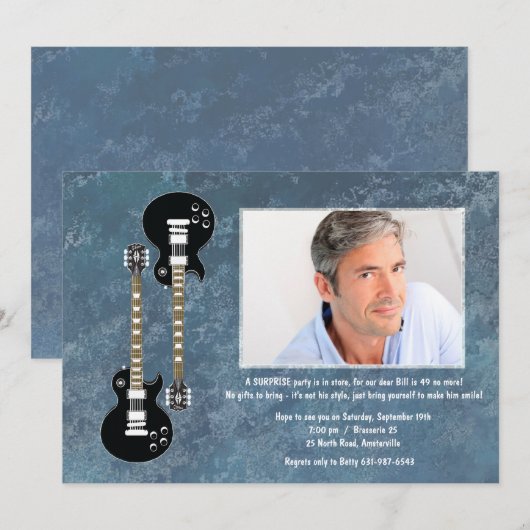 Twee gitaren verrassing Fotouitnodiging Kaart (Voorkant / Achterkant)