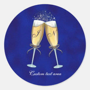 Twee glazen bubbels-Royal Blue Persoonlijk Ronde Sticker
