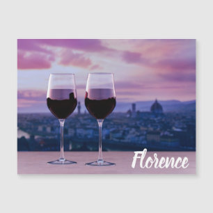 Twee glazen rode wijn op Florence skyline