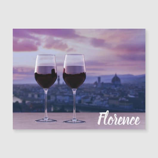 Twee glazen rode wijn op Florence skyline (Voorkant)