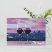 Twee glazen rode wijn op Florence skyline (Staand voorkant)