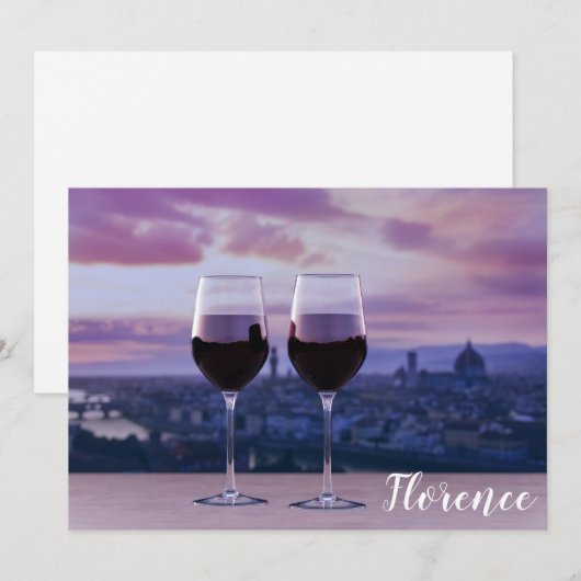 Twee glazen rode wijn op Florence skyline (Voorkant / Achterkant)