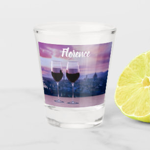 Twee glazen rode wijn op Florence skyline