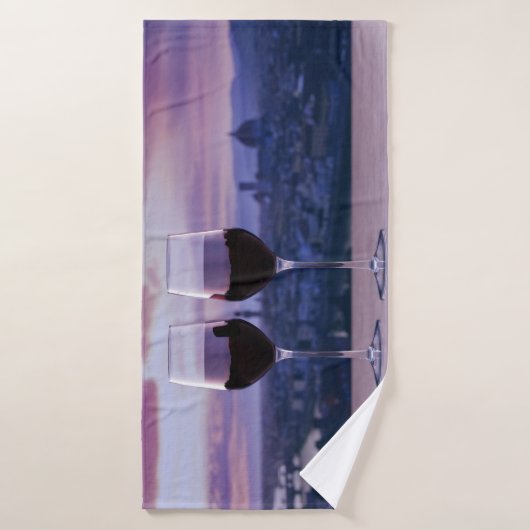 Twee glazen rode wijn op Florence skyline Badhanddoek (Badhanddoek)