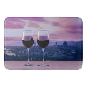 Twee glazen rode wijn op Florence skyline Badmat
