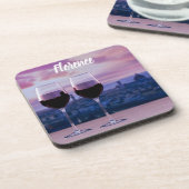 Twee glazen rode wijn op Florence skyline Bier Onderzetter (Linkerzijde)