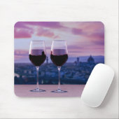 Twee glazen rode wijn op Florence skyline Muismat (Met muis)