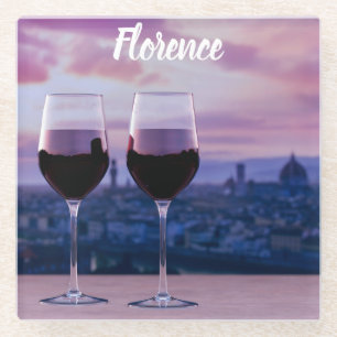 Twee glazen rode wijn op Florence skyline Onderzetter
