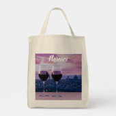Twee glazen rode wijn op Florence skyline Tote Bag (Achterkant)