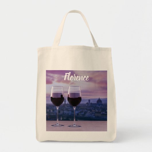Twee glazen rode wijn op Florence skyline Tote Bag (Voorkant)
