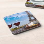 Twee glazen wijn in het café in Parijs Bier Onderzetter (Linkerzijde)