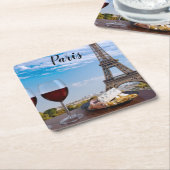 Twee glazen wijn in het café in Parijs Kartonnen Onderzetters (Schuin)