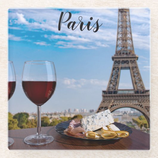 Twee glazen wijn in het café in Parijs Onderzetter (Voorkant)