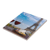 Twee glazen wijn in het café in Parijs Tegeltje (Zijkant)