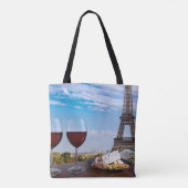 Twee glazen wijn in het café in Parijs Tote Bag (Achterkant)