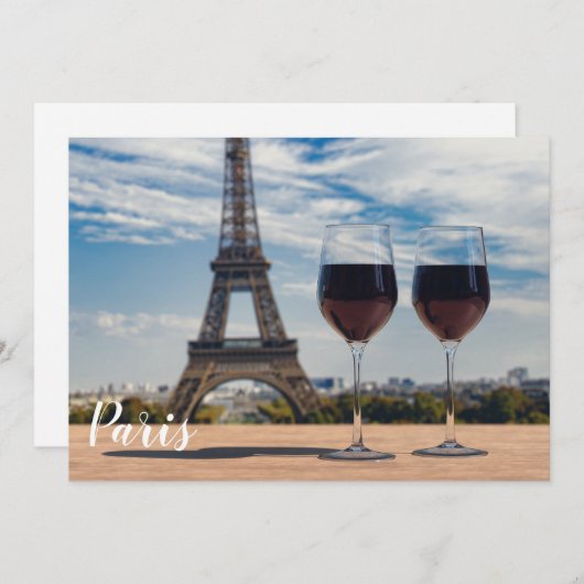 Twee glazen wijn met Eiffeltoren (Voorkant / Achterkant)