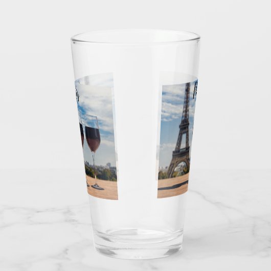 Twee glazen wijn met Eiffeltoren (Rechts)