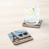 Twee glazen wijn met Eiffeltoren Bier Onderzetter (Rechterzijde)