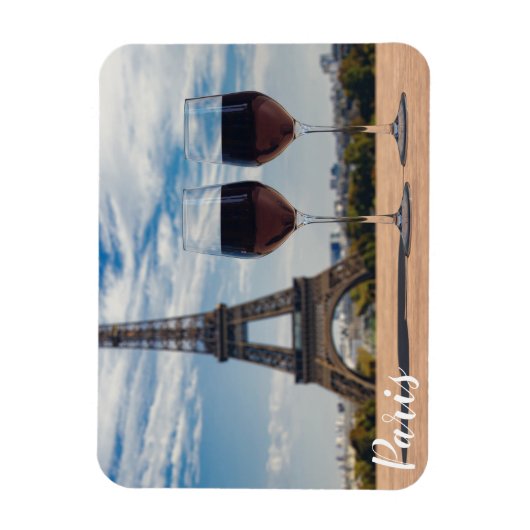 Twee glazen wijn met Eiffeltoren Magneet (Verticaal)