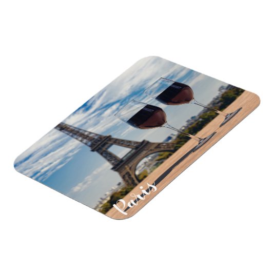 Twee glazen wijn met Eiffeltoren Magneet (Linkerzijde)