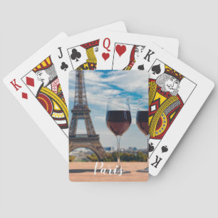 Twee glazen wijn met Eiffeltoren Pokerkaarten