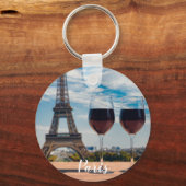 Twee glazen wijn met Eiffeltoren Sleutelhanger (Achterkant)