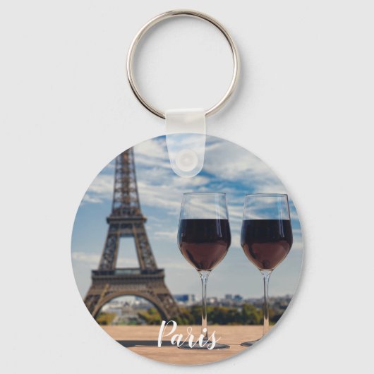 Twee glazen wijn met Eiffeltoren Sleutelhanger (Achterkant)