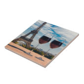 Twee glazen wijn met Eiffeltoren Tegeltje (Zijkant)