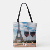 Twee glazen wijn met Eiffeltoren Tote Bag (Achterkant)