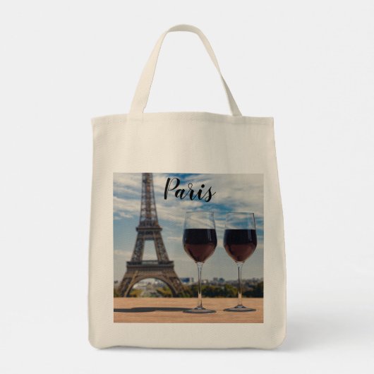 Twee glazen wijn met Eiffeltoren Tote Bag (Achterkant)