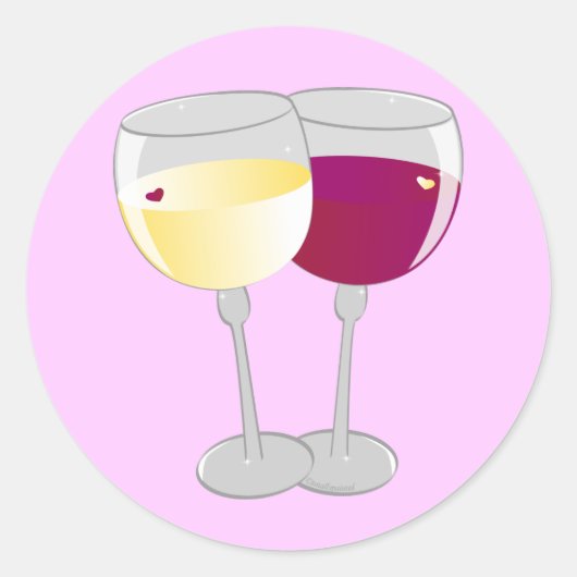 Twee glazen wijn ronde sticker (Voorkant)