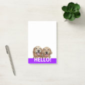 Twee glimlachende gouden honden Hallo Post-it® Notes (Kantoor)