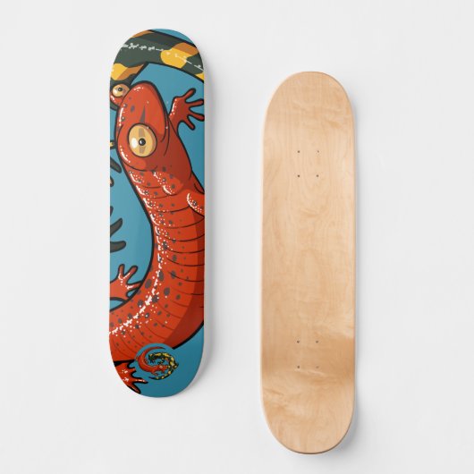 Twee glimlachende vrienden met een twijnige Cartoo Persoonlijk Skateboard (Voorkant)