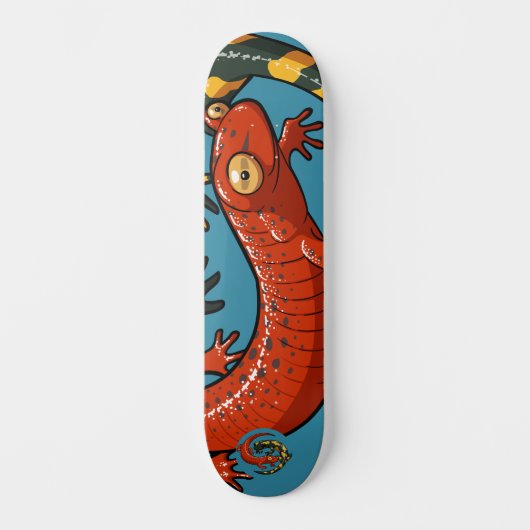 Twee glimlachende vrienden met een twijnige Cartoo Persoonlijk Skateboard (Voorkant)