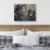Twee glimlende bonobo's canvas afdruk (Insitu (Slaapkamer))