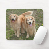 Twee glimlende Golden Retriever Dogs in het Park Muismat (Met muis)