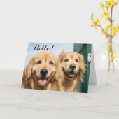 Twee glimlende Golden Retrievers Hallo Kaart (Gele Bloem)