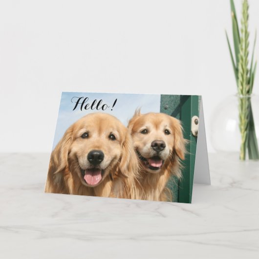 Twee glimlende Golden Retrievers Hallo Kaart (Voorkant)