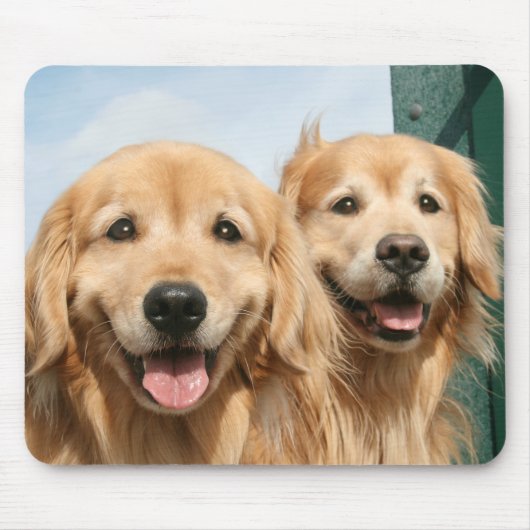 Twee glimlende Golden Retrievers Muismat (Voorkant)
