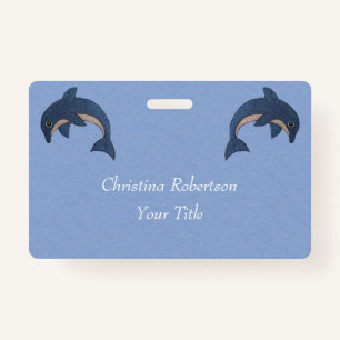 Twee Glittery Jumping Dolphins Dark Blue White Badge