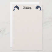 Twee Glittery Springen Blauwe Dolfijnen Textured W Briefpapier (Voorkant / Achterkant)