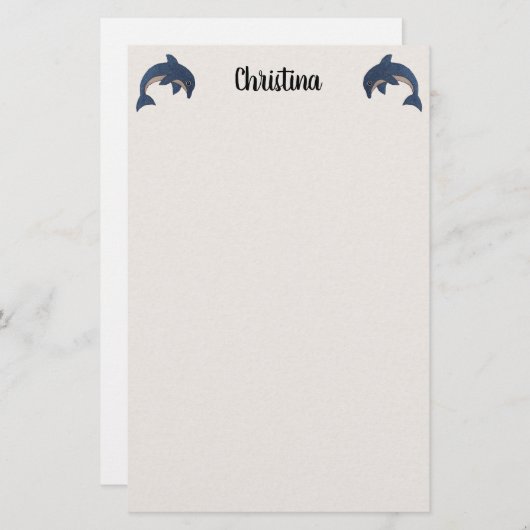 Twee Glittery Springen Blauwe Dolfijnen Textured W Briefpapier (Voorkant / Achterkant)