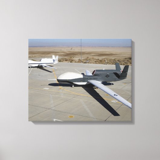 Twee Global Hawks parkeerden op een helling Canvas Afdruk (Voorkant)